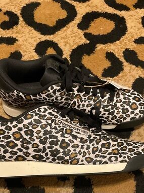 Reebok Leopard Print Trainers - Black, Tan & White